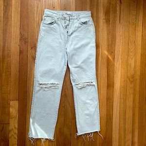 Zara Full Length Straight Distressed Jeans